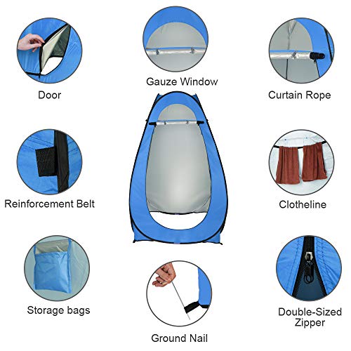 Pop Up Shower Changing Room Privacy Tent, Instant Portable Outdoor Shower Tent, Camp Toilet, Rain Shelter for Camping & Beach Lightweight & Sturdy, Easy Set Up, Foldable,with Carry Bag - style: Blue