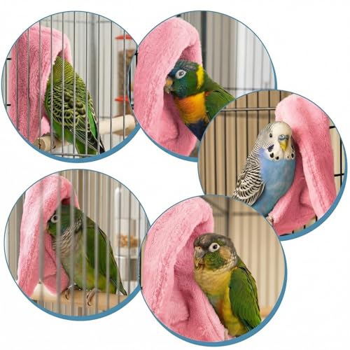 Bird Bed for Cage Cozy Bird Blanket Bird Corner Fleece Bird Bed Warmer Hanging Hammock Toy Cage Hanging Hammock Toy for Greys Parakeet Cockatiel Conure(Pink/M) - color: pink
