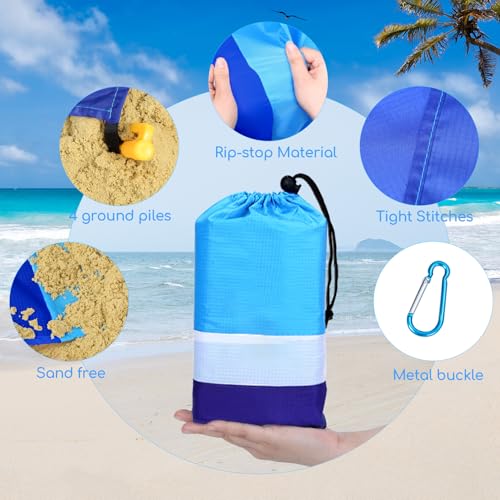 Beach Blanket Waterproof Sandproof Oversized Lightweight 78''×81'' 1-5 Adults Blanket Beach Large Picnic Mat for Travel Camping Hiking Picnic - color: Blue, size: 78''x81''