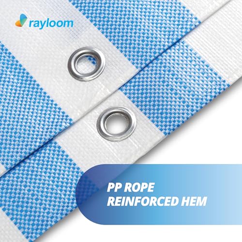 Blue/White Striped tarp Waterproof 10x10 Feet, 12mil UV and Tear Resistant Heavy Duty Tarps, Multi Purpose Weatherproof Cover for Outdoor - size: 10x10 Feet