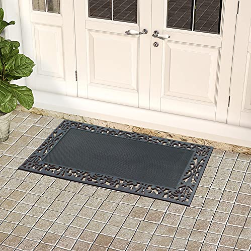 A1 Home Collections 100% Rubber Doormat for Outside Entrance, Non-Slip Heavy Duty Front Door Mats, Thin Profile Hight Traffic Areas Mat - 30" x 48", Rubber Grey - color: Rubber Grey