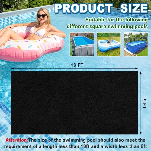 18x9Ft Rectangular Pool Liner Pad for Above Ground Swimming Pools,250g/㎡ Heavy Duty Pool Ground Mat Under Pool Pad, Durable Pools Bottom Liner Protector to Prevent Puncture and Extend Liner Life - size: 18x9 Ft