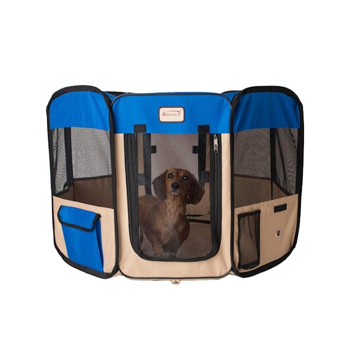 Armarkat PP001B Blue and Beige Portable Playpen - size: Portable
