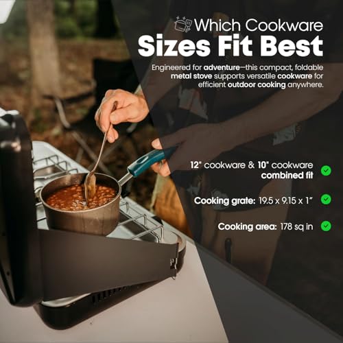 GasOne Portable Camping Stove – Double Propane Stove with Auto Twist Turn Ignition – 22,000 BTU Camping Cooktop with 2 Burners and Wind Guard – Ideal for Tailgating, Fishing, Travel - color: Midnight Blue