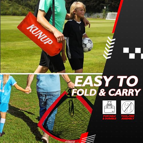 2 of 5×3 6x4 9x5 FT Portable Kids Soccer Goals Set, Foldable Soccer Practice Nets for Backyard with Carrying Bag for Toddler Youth Pop Up Soccer Training Equipment Indoor Outdoor Sports Game Gift - color: Red, style: 5x3FT