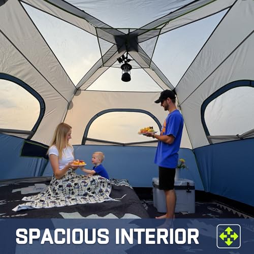 4/6/8/10 Person Instant Tent, Waterproof Pop Up Tents for Camping with Rainfly, 60 Seconds Easy Setup, Automatic Cabin Tent for Family Camping with Expandable Carry Bag & Upgraded Ventilation - color: Blue, size: 6 Person