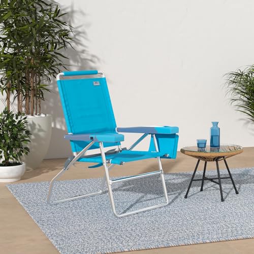 Rio Brands 17" Extended Height 4-Position Folding Beach, Camping, Lawn Chair, Turquoise - color: Turquoise, size: 1-Pack