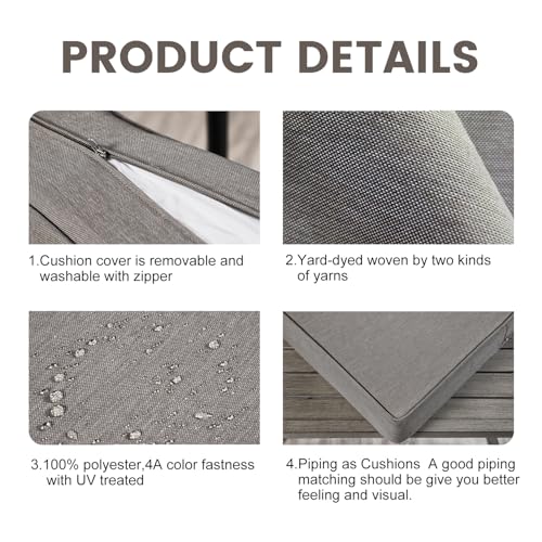 ARTPLAN Deep Seat Outdoor Patio Chair Cushions,2-Piece Seat and Back Cushion Set 24x24x6 and 18x24 Inches,Square, Grey - color: Grey
