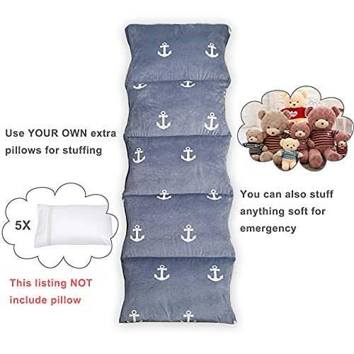 ICOPUCA Floor Lounger Pillow casing for boy Girl, Soft Minky Plush, Anchor Print, Cover/Sleeve Only! Perfect Reading and Watching TV Cushion - Excellent for Sleepovers, Queen Size; - color: Grey Anchor, size: Queen (Pack of 1)