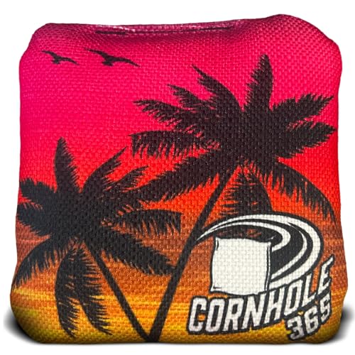 Cornhole365 Themed Cornhole Bag - All-Weather, Heavy-Duty & Durable Polyester Fabric, Resin Filling, Double-Stitched Duck Cloth - Professional Cornhole Bean Bags for Indoor & Outdoor Use - Set of 8 - color: Beach