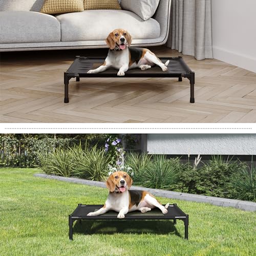 Elevated Dog Bed - 30x24-Inch Portable Pet Bed with Non-Slip Feet - Indoor/Outdoor Dog Cot or Puppy Bed for Pets up to 50lbs by PETMAKER (Black) - color: Black, size: Medium