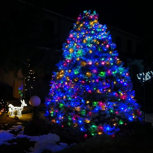 2-Pack 200 LED Solar Fairy Lights Outdoor, Upgraded Oversize Lamp Beads & Super Bright Solar String Lights Outoor, 8 Modes Solar Lights for Garden Patio Decorations(Multi-Colored) - color: Multicolor