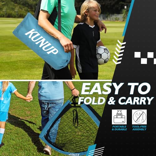 2 of 5×3 6x4 9x5 FT Portable Kids Soccer Goals Set, Foldable Soccer Practice Nets for Backyard with Carrying Bag for Toddler Youth Pop Up Soccer Training Equipment Indoor Outdoor Sports Game Gift - color: Blue, style: 5x3FT