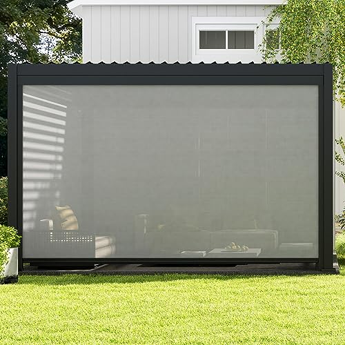 Mirador Accessory - 13Ft Side Adjustable Pull Down Screen for Mirador pergola 111S Series, Enhance Outdoor Living Space with Pull-Down Sun Shade, Wind Block, UV Resistant, Charcoal, not pergola - color: Charcoal, size: 13Ft Side(for 111 series)
