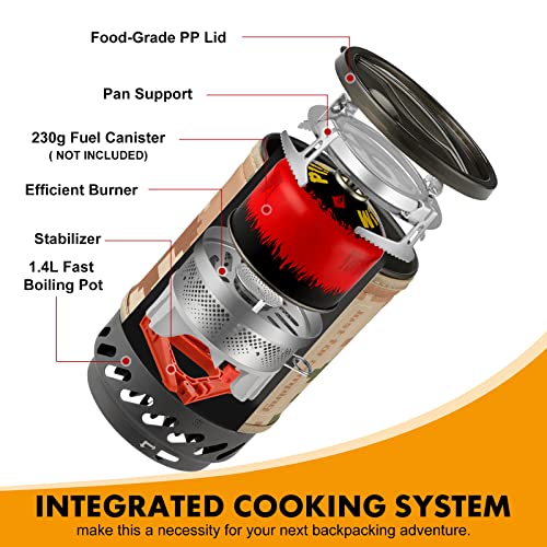 Gen Camping Stove Cooking System | Portable Camping Backpacking Jet Burner | Fast and Safe Hiking Stove