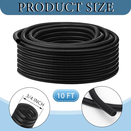 Kanayu Split Wire Loom Tubing Flame Retardant Wire Covering High Temperature Cable Sleeves Split Protector Cable Conduit for Industrial Electrical Automotive Marine(3/4''-10 ft,Black) - color: Black, size: 3/4''-10 Ft