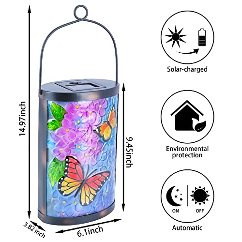 MUMTOP Hanging Solar Lantern Outdoor Waterproof LED Solar Lights Butterfly Decorative Solar Lanterns Tabletop Lamp for Outdoor Patio Garden Yard Decor - style: Butterfly