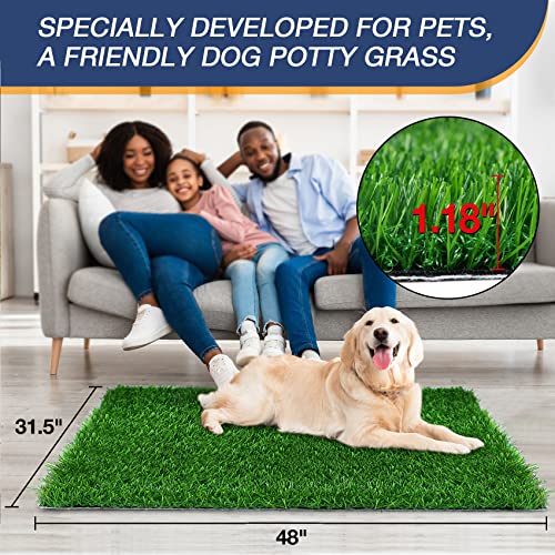 GLOBREEN Artificial Grass Pee Pad for Dogs, 48"x31.5" Pet Friendly Turf Potty Training Puppy, Washable Reusable, High-Drainage, - size: XL: 48" x 31.5"