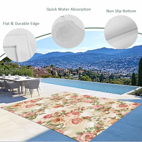 Outdoor Rug Mats for Patios, Boho Aztec Ethnic Style,Washable Indoor Carpet Area Rug with Non Slip Backing for Balcony,Picnic,Beach Vintage Wood Grain - size: 3' x 5' (Rectangular)