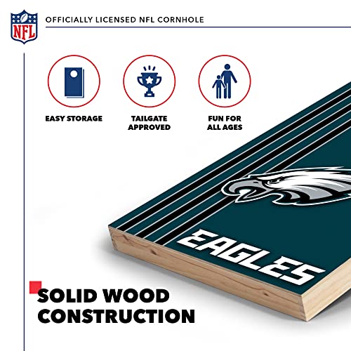 Wild Sports 2' x 3' Solid Wood Cornhole Set with Direct Print HD Team Graphics – Great Gift for Any Football Fan! Bean Bag Toss Family Outdoor Games – NFL Philadelphia Eagles