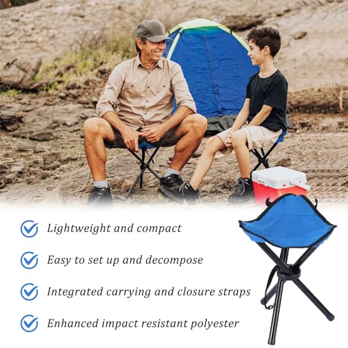 2 PCS Travel Folding Camping Stool, 17 Inch Folding Outdoor Tripod Seats, Portable Camping Stool with Adjustable Carry Strap, 3 Legged Fishing Chair for Hiking, Mountaineering, Picnic, Beach, Lawn - color: Blue