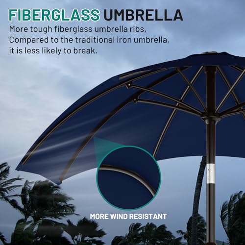 AreShark 10 FT Outdoor Patio Umbrella, Patio Table Umbrella with Push Button Tilt and Crank, Outdoor Patio Umbrellas with 8 Fiberglass Ribs, Patio Umbrellas for Market, Garden, Pool (Navy) - color: Navy