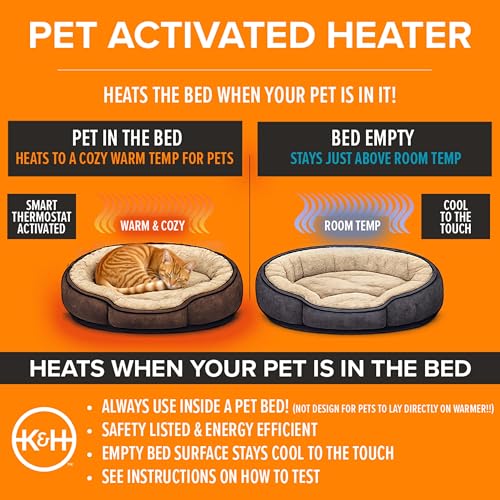 K&H Pet Products Pet Bed Warmer, Turn Any Pet Bed Into a Heated Cat or Dog Bed, Waterproof Indoor Heated Warming Pad Insert, Automatic Temperature, Safety Listed - Small 9 X 8.5in Tan - size: Small
