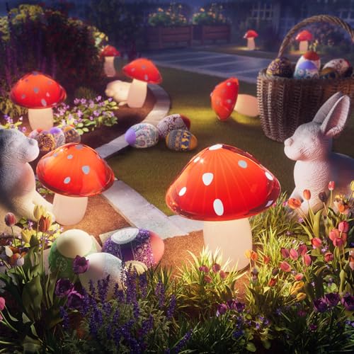 18 Pack Solar Mushroom Lights Outdoor, Garden Outdoor Decor, 8 Lighting Modes, IP65 Waterproof, Crystal-Clear Fairy Decoration for Pathway/Yard/Flower Bed/Patio/Landscape/Backyard/Dwarf, String 2×30FT - color: Bounce Red, size: 18 Pack