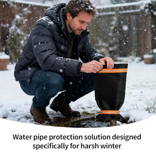 Outdoor Faucet Cover - XL Hose Bib Protector, Waterproof Oxford Cloth Spigot Socks, Thermal Freeze Protection Tap Jacket | Reusable Pipe Insulation Guard for Garden Yard Farm Patio Plumbing Safety - color: 20x51cm