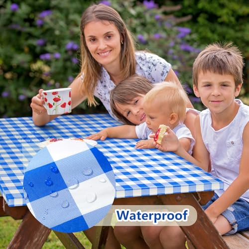 Picnic Table Cover with Bench Covers and Bag, Camping Table Camping Essentials Cover with Elastic Edges (Blue) - color: Blue