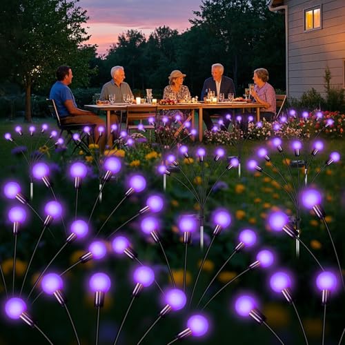 NBQQ Solar Garden Lights Outdoor, Waterproof Solar Powered Lights for Yard Pathway Patio, Swaying Lawn Decor as Gardening Gifts for Women Holiday (Purple, 2 Pack) - color: Purple, size: 2 pack