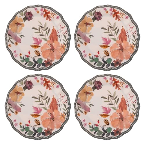 Karma, 8.75 inches Melamine Salad Plates Set of 4, Reusable Dishwasher Safe Plates for Outdoor and Indoor, Autumnal Spice - color: Autumnal Spice