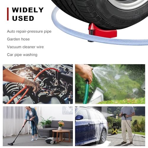 4 PCS Car Hose Guide, Tire Hose Roller Preventing Stucking and Snagging Under The Wheels, Plastic Detailing Tyre Hose Guide Vehicle Washing Tool for Cars Trucks SUVs (Red) - color: Red