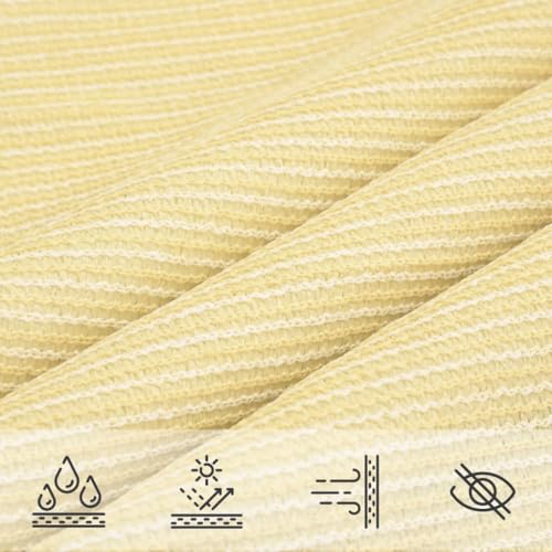 Sun Shade Sail 7' x 14' Yellow Beige Rectangle Canopy Sail Shade Cover 95% UV Block Permeable Sunshade Outdoor for Patio Yard - color: Yellow Beige, size: 7' X 14'