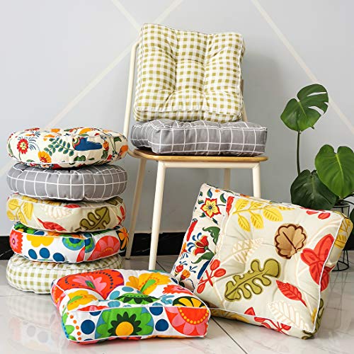 vctops 1PC Indoor Outdoor Bohemian Round Chair Cushion Seat Pad Floor Cushion Pillow (Flower Grass 2, 16"X16") - color: Flower Grass 2, style: 16Inchx16Inch/40x40cm