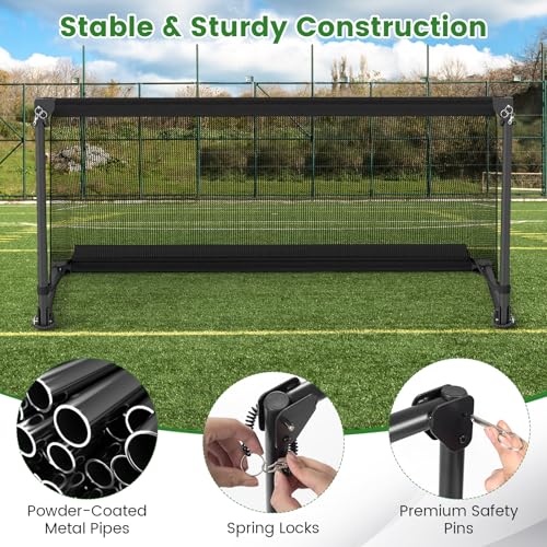 Goplus Soccer Goal, Portable Toddler Soccer Net with Metal Frame, Ground Stakes, Quick Setup, Foldable Soccer Training Equipment for Outdoor Practice Games - style: 47" x 23.5" x 24"