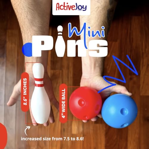 ActiveJoy - Classic & American Style Mini Kids Bowling Set - Bowling Games for Kids Indoor - Bowling Alley Toy with Lane, 10 pins, 2 Balls for Family & Friends - 2-5 Years Old - Classic Retro - color: Classic Retro
