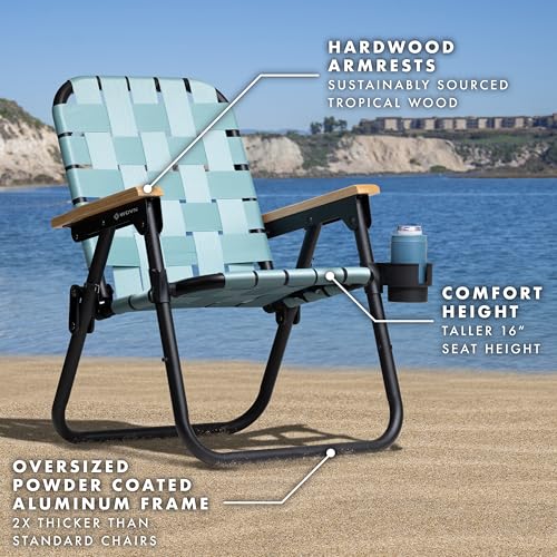 GoSports WOVN Beach Backpack Chair - 9 Styles Available - Premium Folding Camping Chair - color: Stone Blue