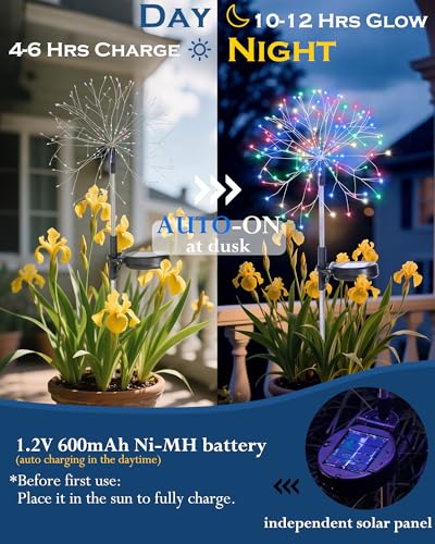 Solar Garden Lights Outdoor Yard Decorations, 8 Pack 150Leds Pathway Lights, Fairy Firework Stake Light for Garden, Patio, Pathway, Flowerbed Multicolor - color: Multicolored, size: 8 Pack