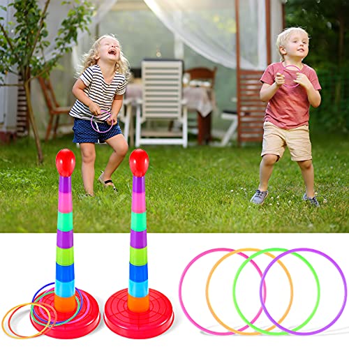 Sumind 2 Sets 18" Colorful Plastic Sport Ring Toss Game Set for Most Ages