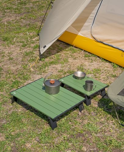 iClimb Ultralight Compact Mini Beach Picnic Folding Alu. Table with Carry Bag, Two Size (Green, S) - color: Green, size: Small