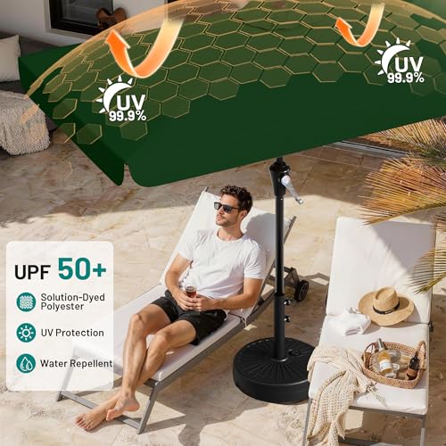 AreShark 6.5 x 10 FT Rectangular Valance Patio Umbrella, Outdoor Umbrella with Tilt and Crank, Market Table Umbrellas W/ 6 Ribs UV Protection for Garden, Deck, Backyard and Pool, Dark Green - color: Dark Green, size: 6.5x10 FT