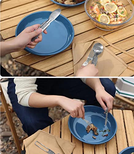 Camp Flatware Sets - Stainless Steel Spoon Fork Knife & Nylon Storage Bag - Foldable + Locking Handle - Ultralight Utensils for Backpacking/Hiking/Camping - 3oz - color: Stainless steel knife fork spoon ST334