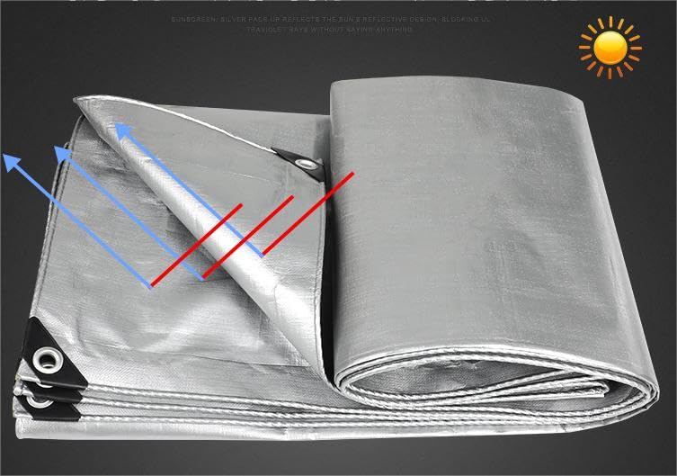 14'x18' Heavy Duty Tarp Waterproof,UV Resistant 12 Mil Thick Material, Rip and Tear Proof, Reinforced Edges .Multi-Purpose Tarpaulin Great for Canopy Tent, Boat, Pool Cover and More (Silver-Black)