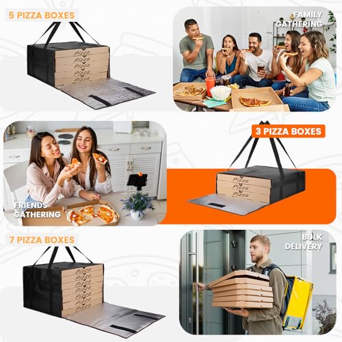 Bodaon Pizza Bags for Delivery, Insulated Pizza Delivery Bag for Delivery Drivers, 20" x 20" x 6" Pizza Warmer Bags for Carry Hot, Commercial Food Warmers for Catering, Pizza Carrier, Black - color: Black, size: 20" x 20" x 6"H
