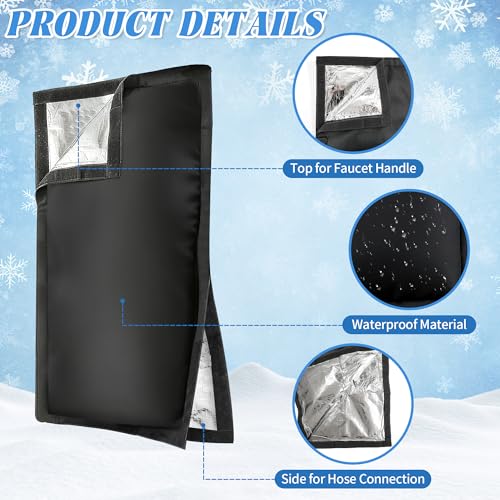 Outdoor Faucet Covers for Winter, 35.4"H×13.4"W - Waterproof Oxford Fabric Water Faucet Cover, Freeze Protection Outdoor Faucets Hose Bibs for Wall Taps Garden, Lawn, and Sprinkler Systems - size: 35.4×13.4inch
