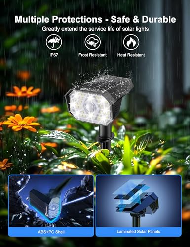 Brightown 6 Pack Solar Motion Lights Outdoor Waterproof, Motion Sensor Spot Lights- 58 LED/3 Modes Solar Powered Spotlights 2-in-1 Auto On/Off for Outside Yard Wall Garden, Cool White - color: Motion Sensor, size: 6 Pack