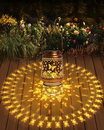 Butterfly Gifts for Women Butterfly Solar Lantern Mothers Day Gifts Birthday Gifts for Women Mom Grandma Sister Friend Garden Decor Metal Solar Lights Outside Decorative for Yard Patio Pathway Porch - style: Butterfly with Flower