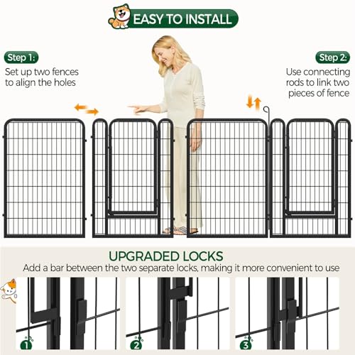 Yaheetech Dog Playpen Outdoor, 40 inch 16 Panels Dog Pen Indoor Heavy Duty Puppy Exercise Pen Metal Pet Fence for RV Camping/Yard/Garden - size: 40"