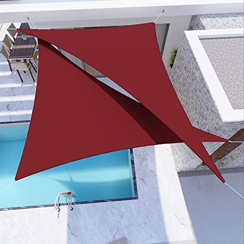 Windscreen4less 5'x5'x7.1' Waterproof Sun Shade Sail Right Triangle Shade Canopy Cover UV Block for Backyard Patio Deck Balcony Pergola Garden (Red) - color: Red, size: 5' x 5' x 7.1'